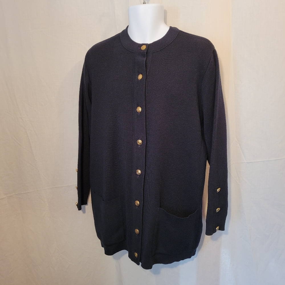 Seamans Black Wool Royal Mer Bretagne Cardigan Sweater